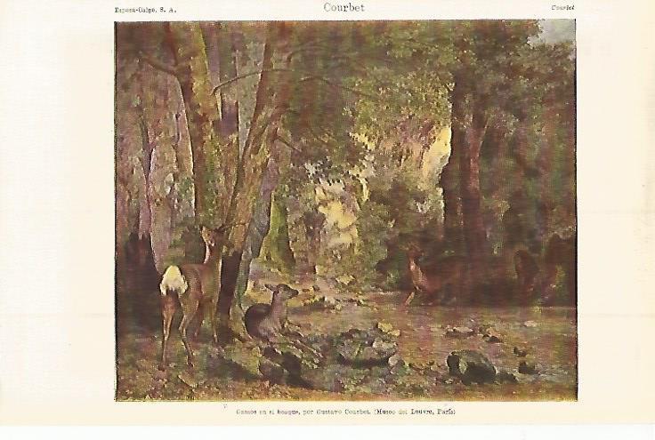 LAMINA ESPASA 15126: Gamos en el bosque por Courbet