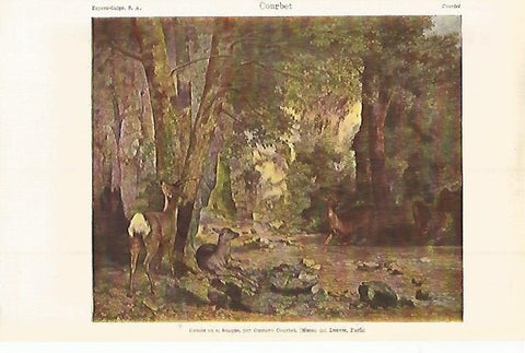 LAMINA ESPASA 15126: Gamos en el bosque por Courbet