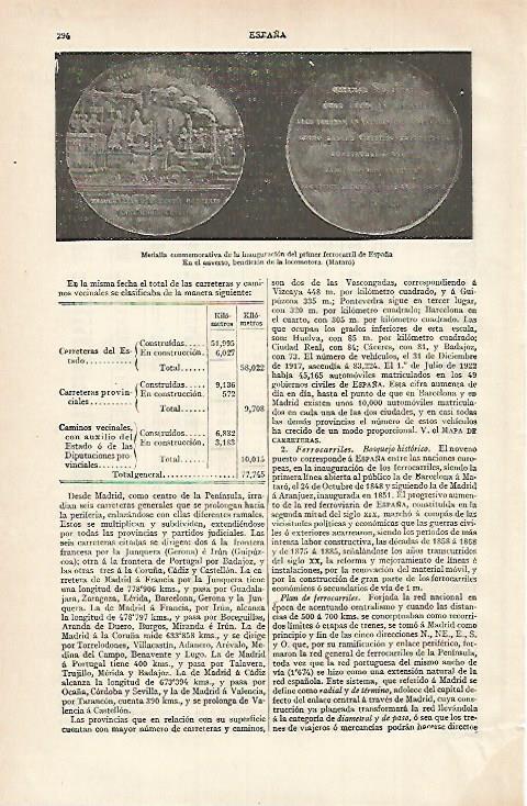 LAMINA ESPASA 15610:  Medalla conmemorativa de la inauguracion del ferrocarril en España