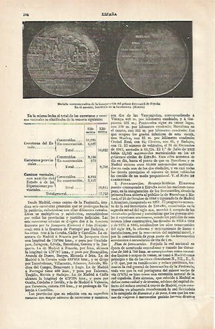 LAMINA ESPASA 15610:  Medalla conmemorativa de la inauguracion del ferrocarril en España