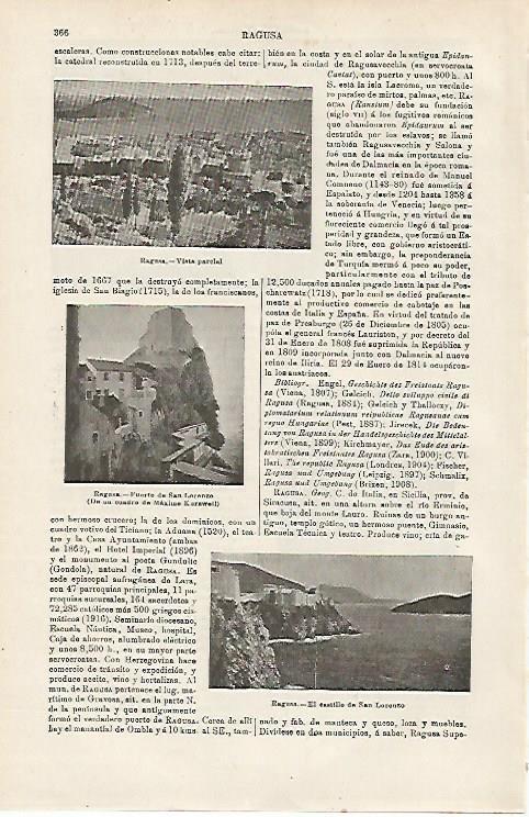 LAMINA ESPASA 15913: Vistas de Ragusa Italia