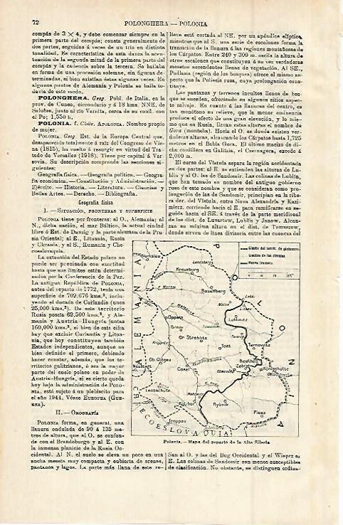 LAMINA ESPASA 15175: Mapa del reparto de la Alta Silesia Polonia