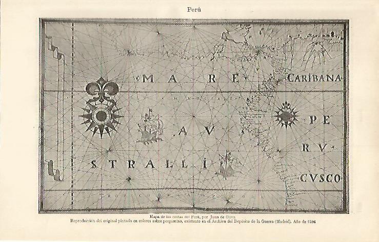 LAMINA ESPASA 15811: Mapa de las costas de Peru por Juan de Oliva