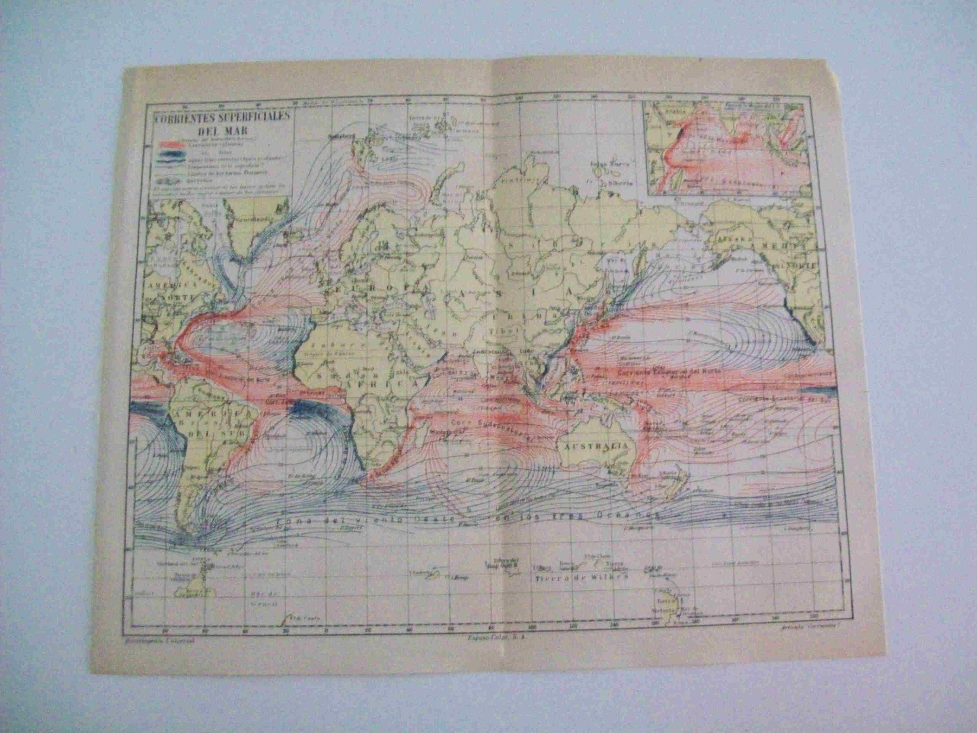 LAMINA ESPASA 15055: Mapa de las corrientes superficiales del mar