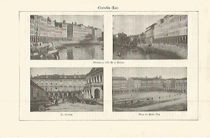 LAMINA ESPASA 15085: Aduana calle de la Marina y darsena de  La Coruña