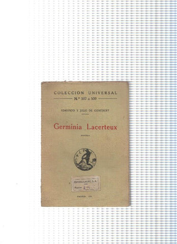 Coleccion Universal numero 507 a 509: Germinia Lacerteux