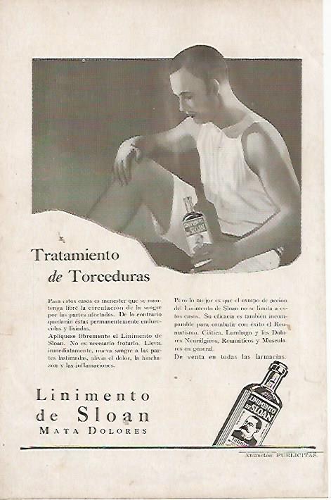 LAMINA BLANCO Y NEGRO 7905: Publicidad de Linimento de Sloan