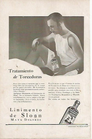 LAMINA BLANCO Y NEGRO 7905: Publicidad de Linimento de Sloan