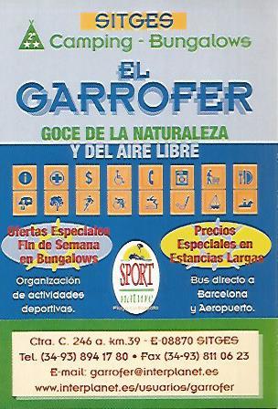 POSTAL A0139 PUBLICITARIA : Camping El Garrofer en Sitges