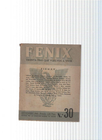 Fenix numero 30: Besar el suelo Patrio-El Papa y España-Hombres forzudos-Nuevas orientaciones en 