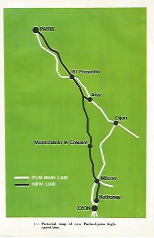 LAMINA 8775: Map of Paris-Lyon high speed line