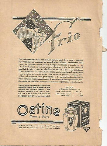 LAMINA 8778: Publicidad de crema Oatine