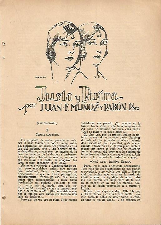 LAMINA 8790: Ilustracion de Longoria para Justa y Rufina de Juan Muñoz