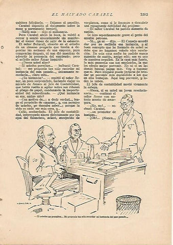LAMINA 8816: Dibujo de Longoria para el relato El malvado Carabel