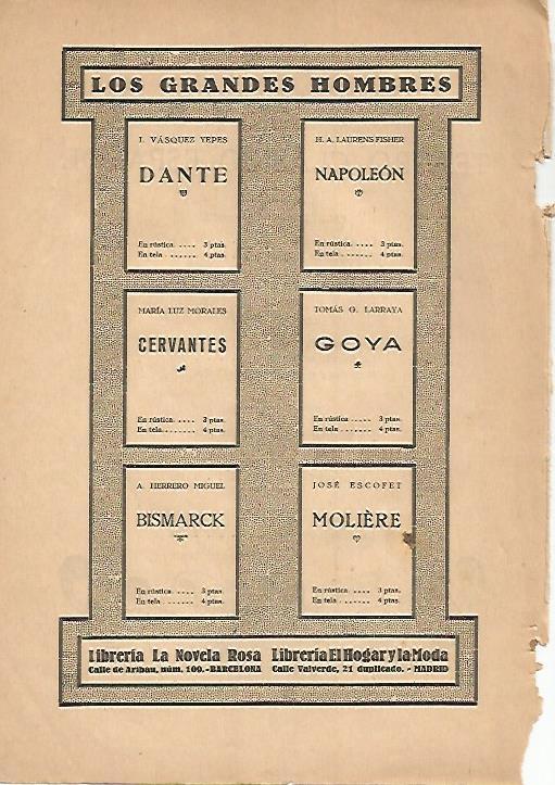 LAMINA 8833: Publicidad de Libreria La Novela Rosa de Barcelona y El hogar y la moda de Madrid