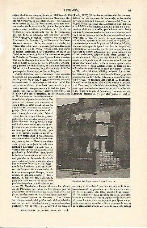 LAMINA ESPASA 23136: Sepulcro de Petrarca en Arqua