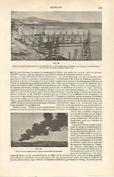 LAMINA ESPASA 23153: Pozos de petroleo en Santa Barbara Estados Unidos