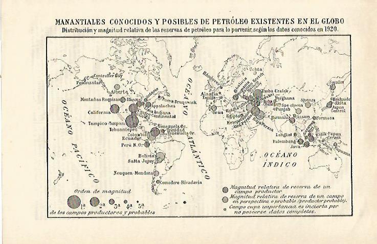 LAMINA ESPASA 23157: Mapa de manantiales de petroleo 