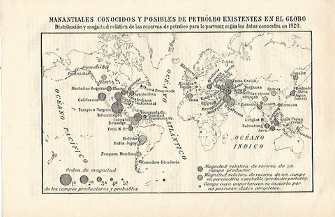 LAMINA ESPASA 23157: Mapa de manantiales de petroleo 