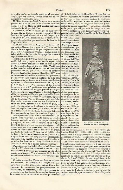 LAMINA ESPASA 23239: Imagen en plata de Nuestra Señora del Pilar