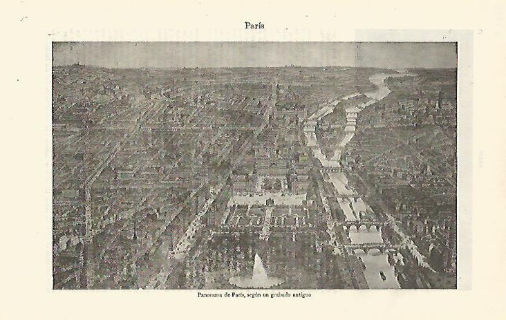 LAMINA ESPASA 23320: Panorama de Paris grabado antiguo