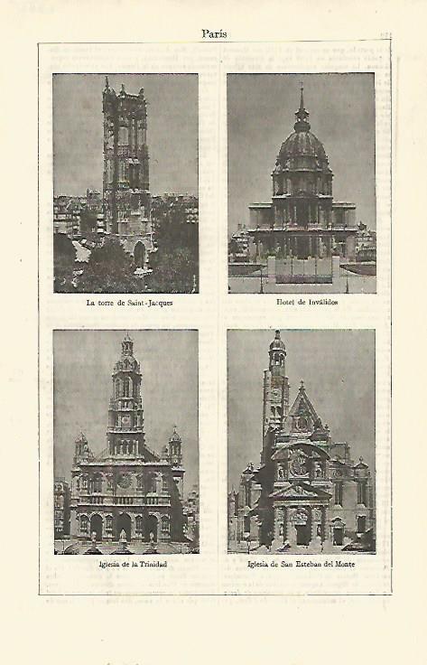 LAMINA ESPASA 23335: Torre de Saint Jacques Iglesia de la Trinidad y de San Esteban del Monte en Paris