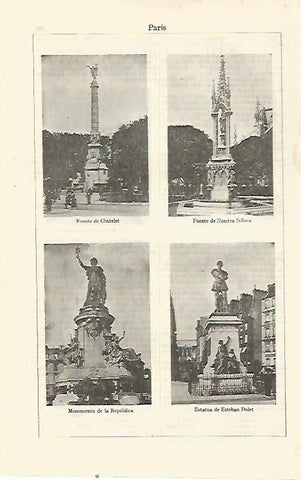 LAMINA ESPASA 23345: Fuente de Chatelet y Monumento a la Republica de Paris