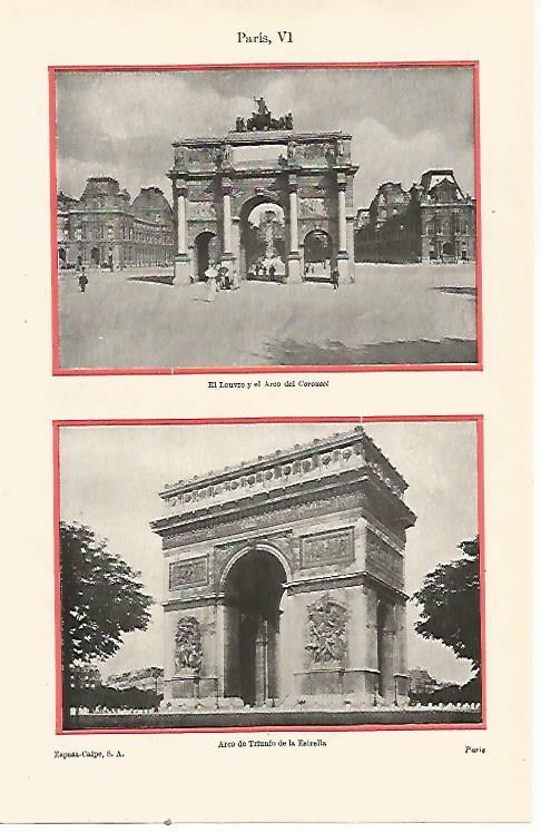 LAMINA ESPASA 23349: El Louvre y Arco del Triunfo de Paris