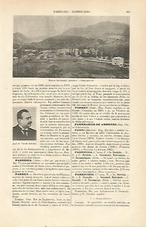 LAMINA ESPASA 23385: Vista de Parres en Asturias