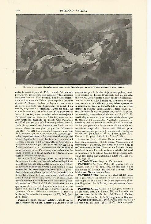 LAMINA ESPASA 23458: Griegos y troyanos disputandose el cadaver de Patroclo poro Wiertz