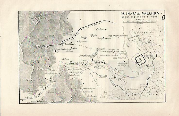 LAMINA ESPASA 23487: Mapa de las ruinas de Palmira en Siria