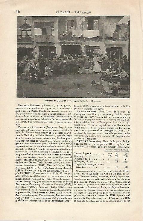 LAMINA ESPASA 23503:Mercado en Zaragoza por J. Pallares 
