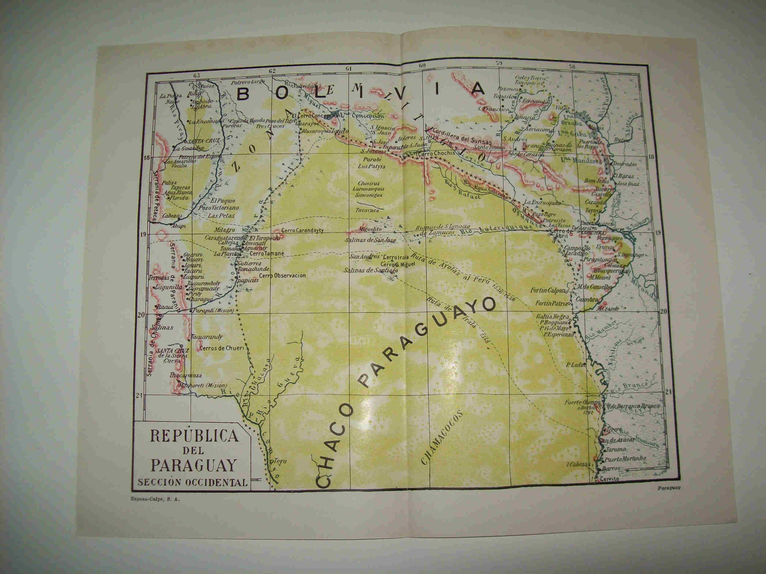 LAMINA ESPASA 23604: Mapa de Paraguay