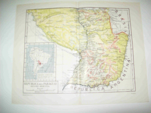 LAMINA ESPASA 23605: Mapa del sector oriental de Paraguay