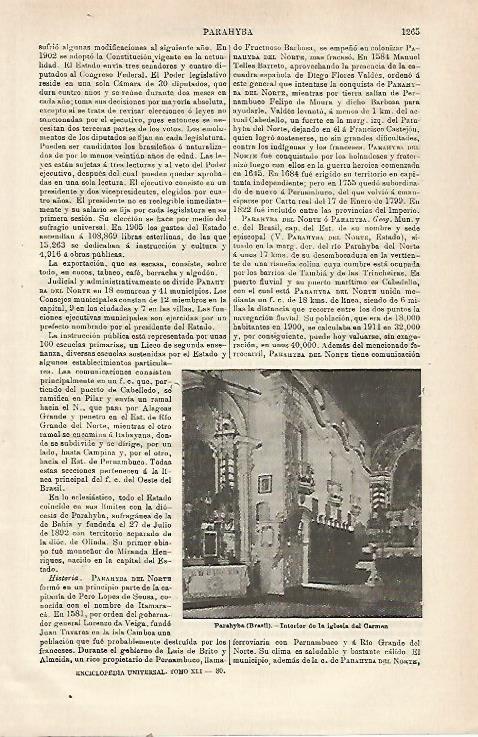 LAMINA ESPASA 23616: Iglesia del Carmen en Parahyba (Brasil)