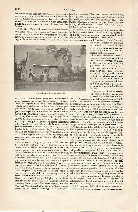 LAMINA ESPASA 23626: Casa colonial de Parana Brasil