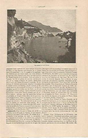 LAMINA ESPASA 23645: Vista de Amalfi Italia