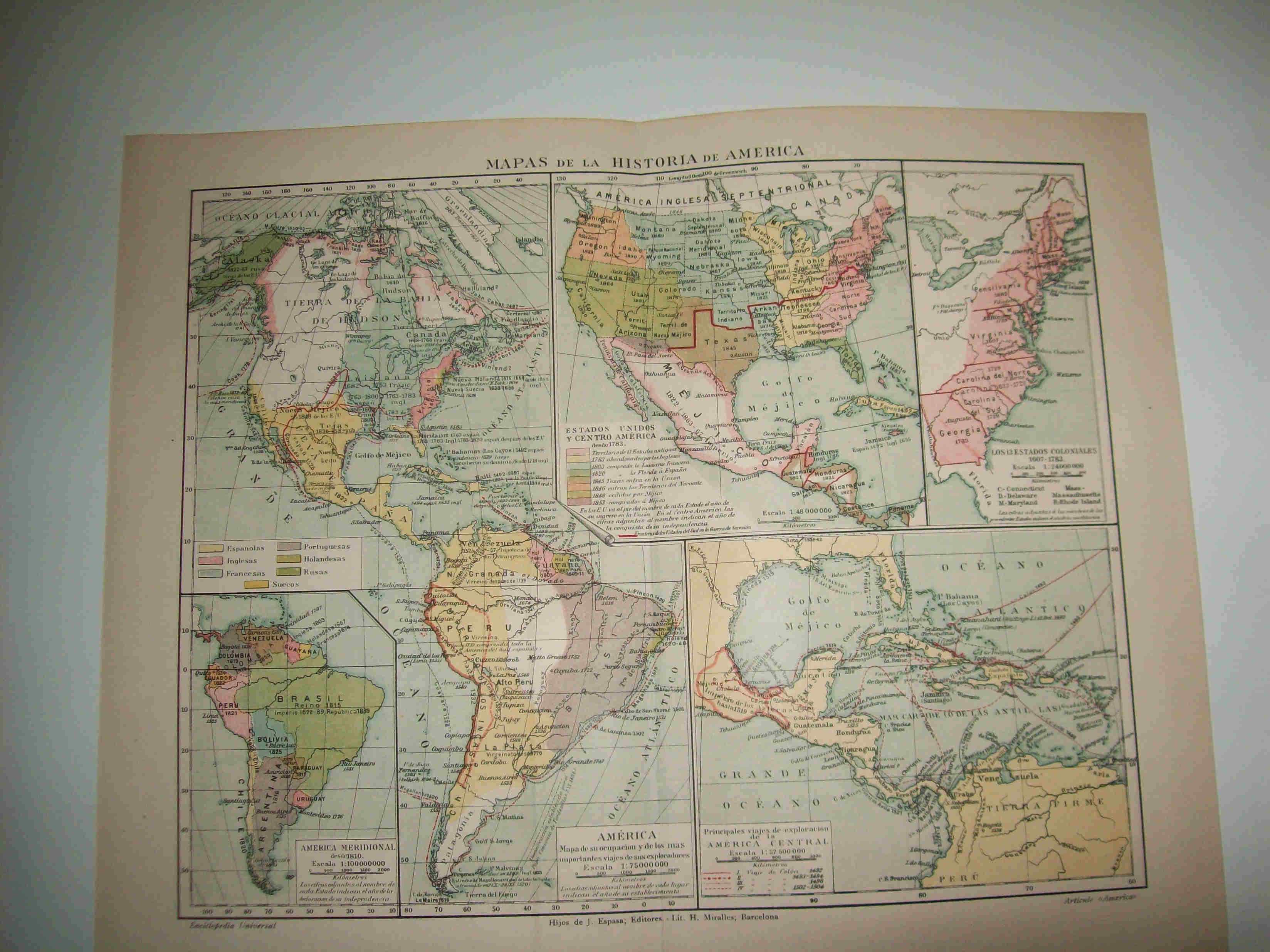 LAMINA ESPASA 23670: Mapas de la historia de America