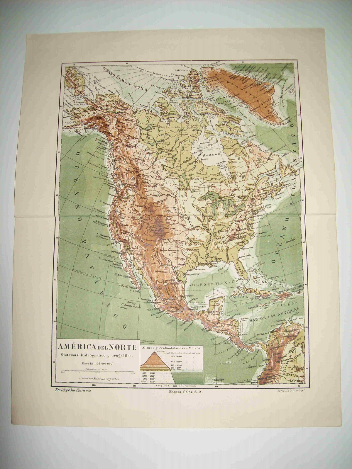 LAMINA ESPASA 23673: Mapa hidrografico de America del Norte