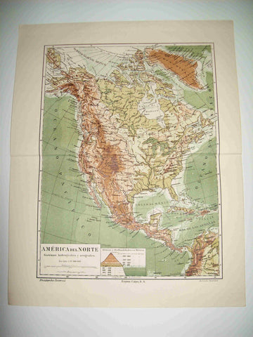 LAMINA ESPASA 23673: Mapa hidrografico de America del Norte