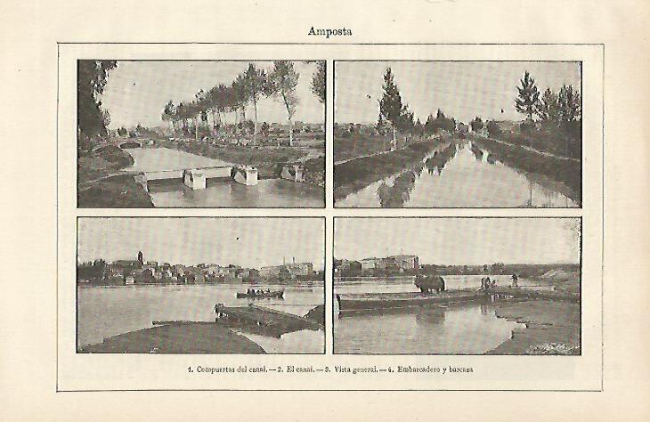 LAMINA ESPASA 23705: Vistas de Amposta Tarragona