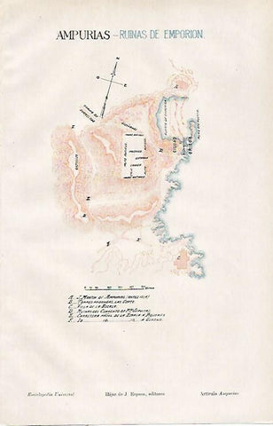 LAMINA ESPASA 23707: Plano de las ruinas de Ampurias