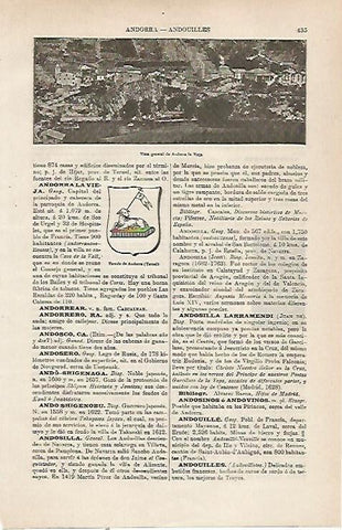 LAMINA ESPASA 23754: Vista y escudo de Andorra la Vella