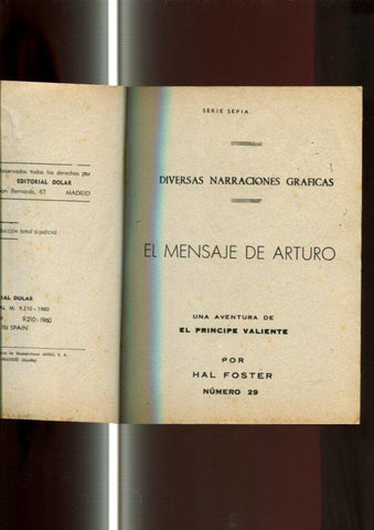 serie Sepia: El Principe Valiente numero 29: El mensaje de Arturo
