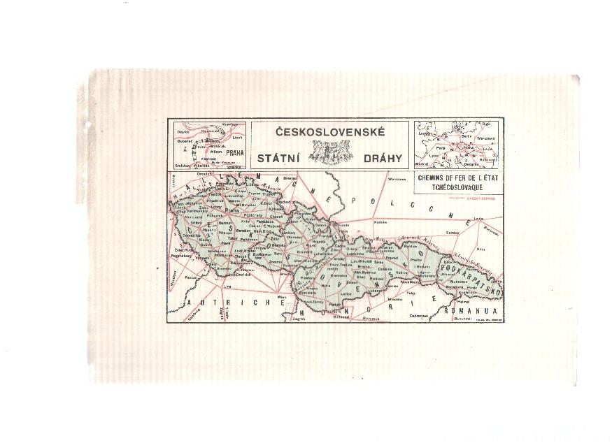Ceskoslovenske Statni Drahy: Vysoke Tatry: lamina numerada 24: Mapa de la zona