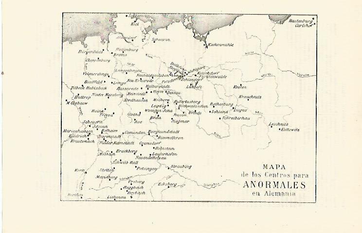LAMINA ESPASA Alemania 23892: Mapa de los centros para anormales en Alemania