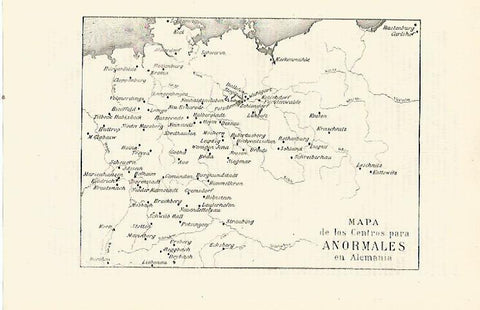 LAMINA ESPASA Alemania 23892: Mapa de los centros para anormales en Alemania