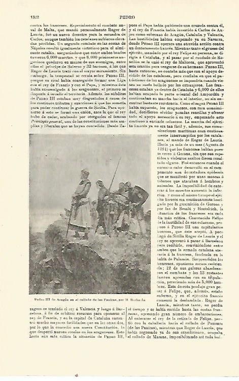 LAMINA ESPASA 23912: Pedro III de Aragon en el collado de las Panizas