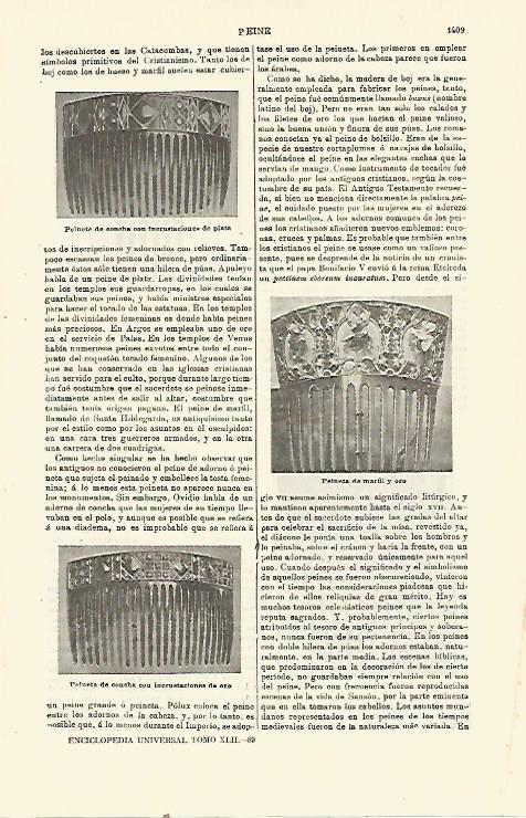 LAMINA ESPASA 23926: Peinetas (5 modelos diferentes)