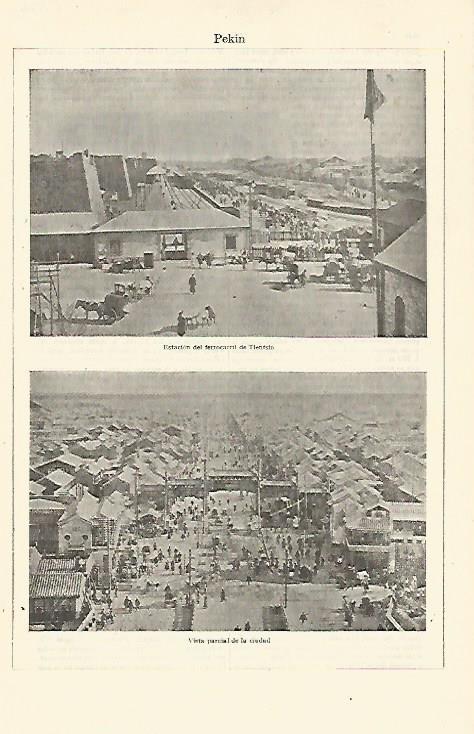 LAMINA ESPASA 23932: Estacion y vista de Pekin